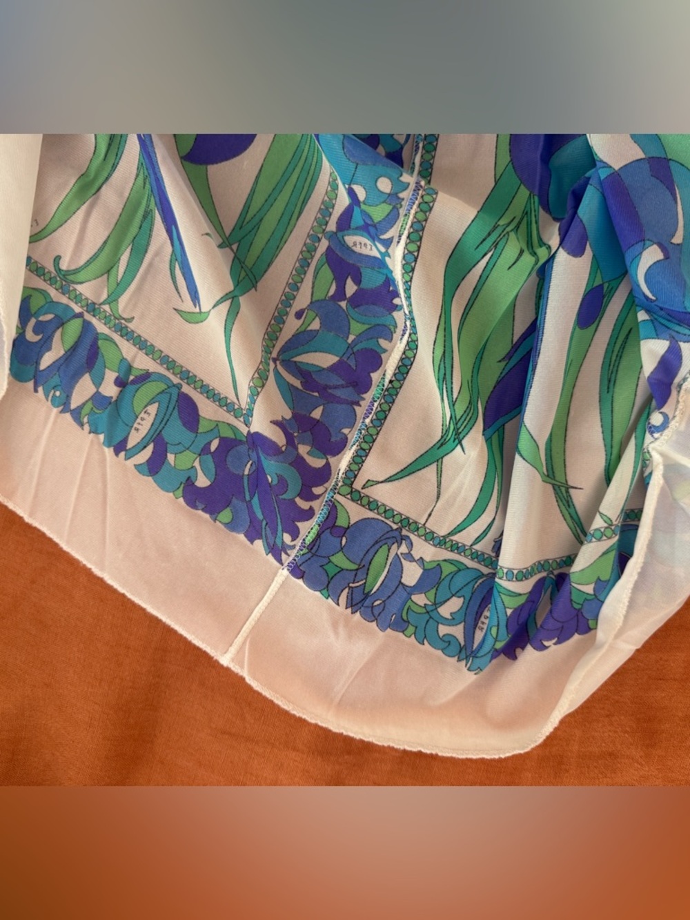 Vintage Emilio Pucci // Formfit Rogers Maxi Slip / Dress 70s Blue Green Floral S - Picture 7 of 8